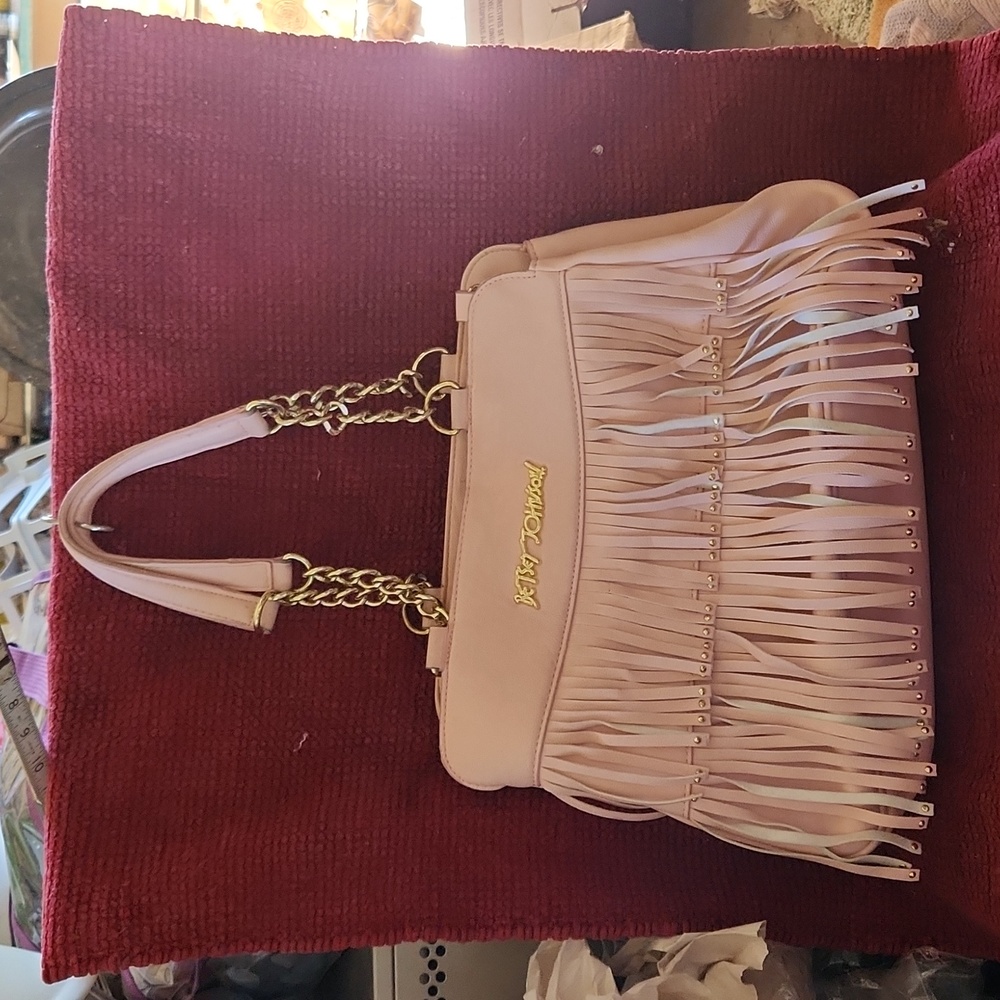 Betsey Johnson Pink Fringe Bag